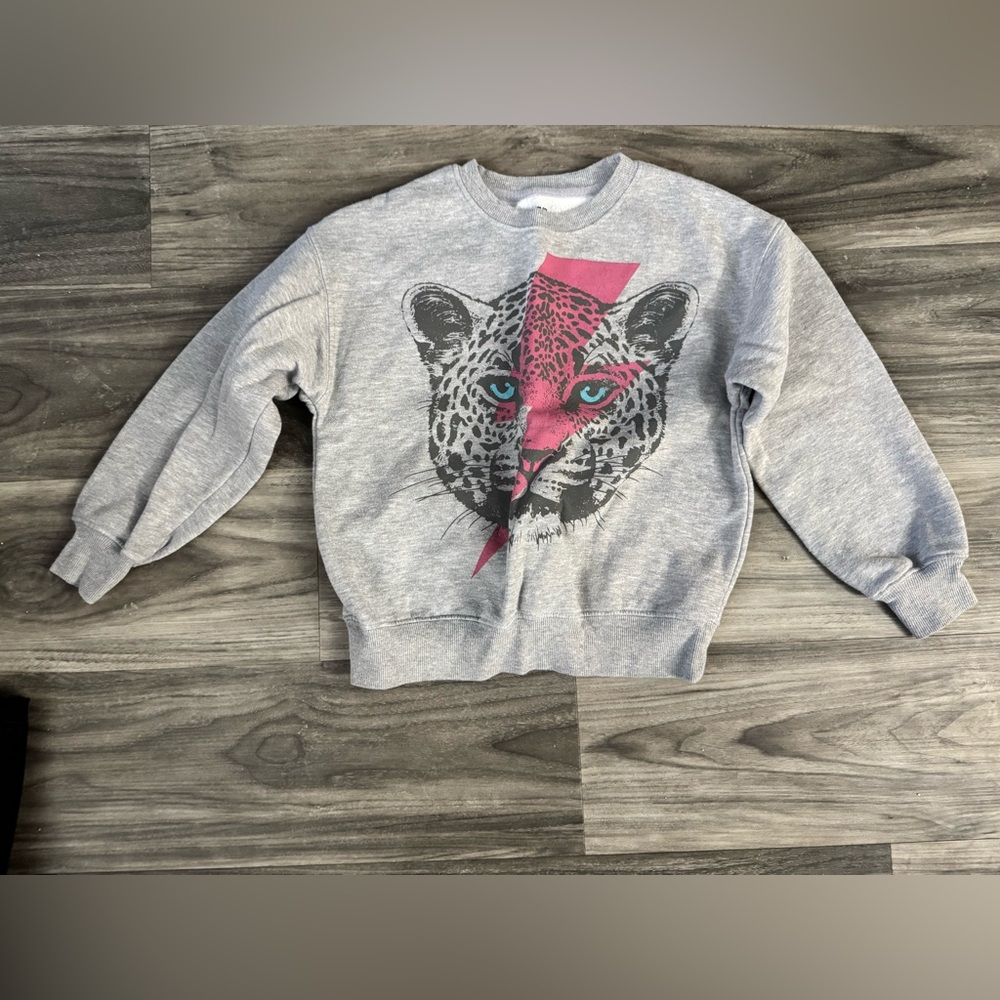 Gray Leopard Graphic Kids Sweatshirt